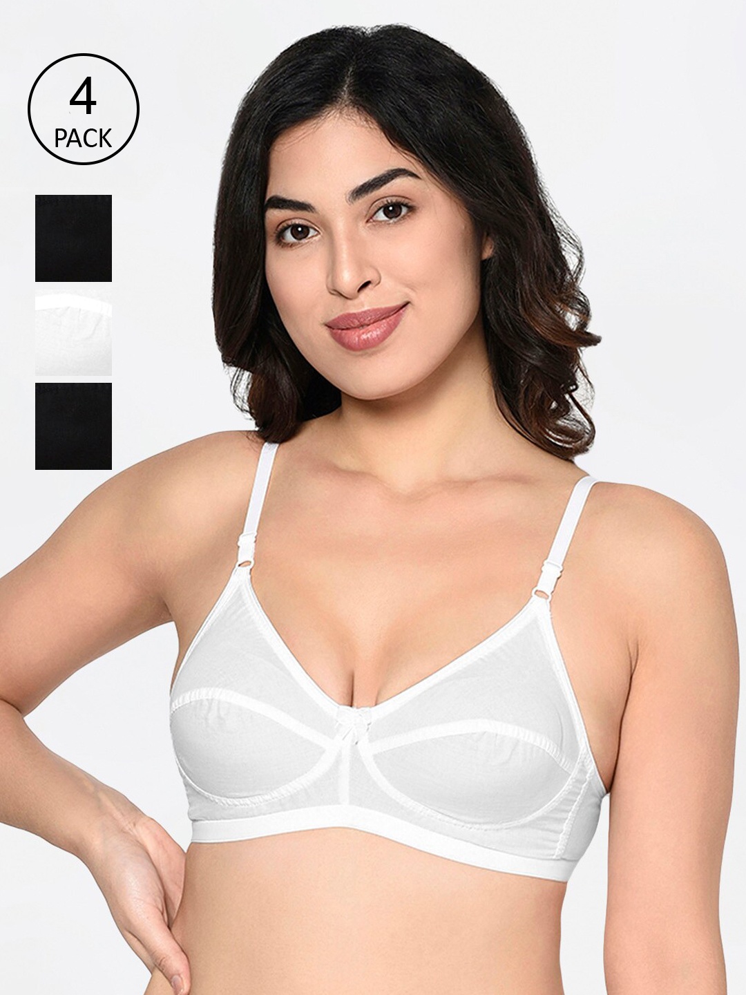 

Bodycare Pack Of 4 Solid Non-Wired Non Padded Everyday Bras 1552WWBB, White