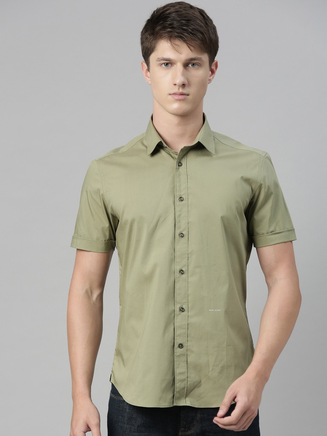 

RARE RABBIT Men Green Regular Fit Solid Casual Shirt