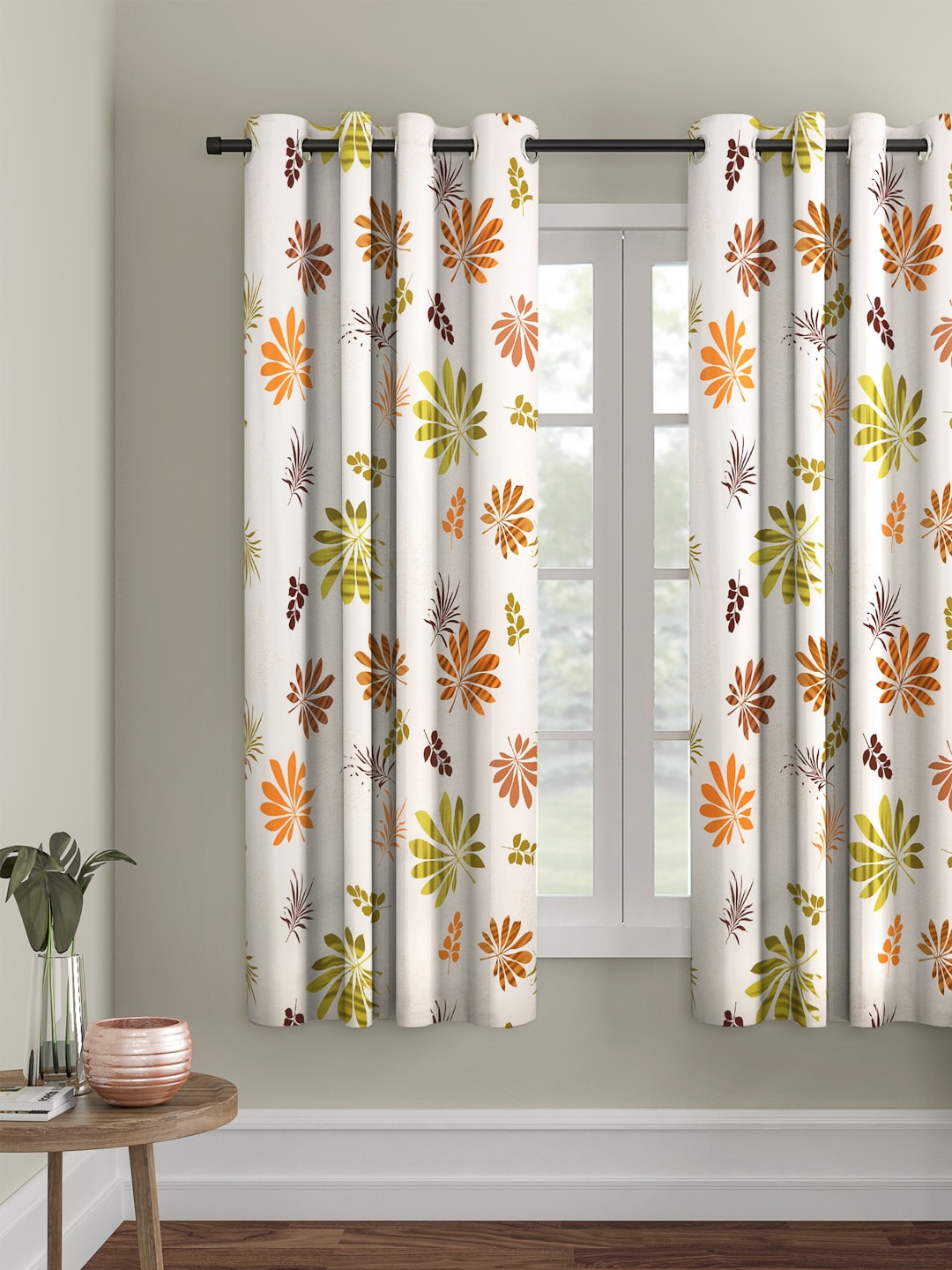 

Cortina Beige & Orange Single Printed Window Curtain