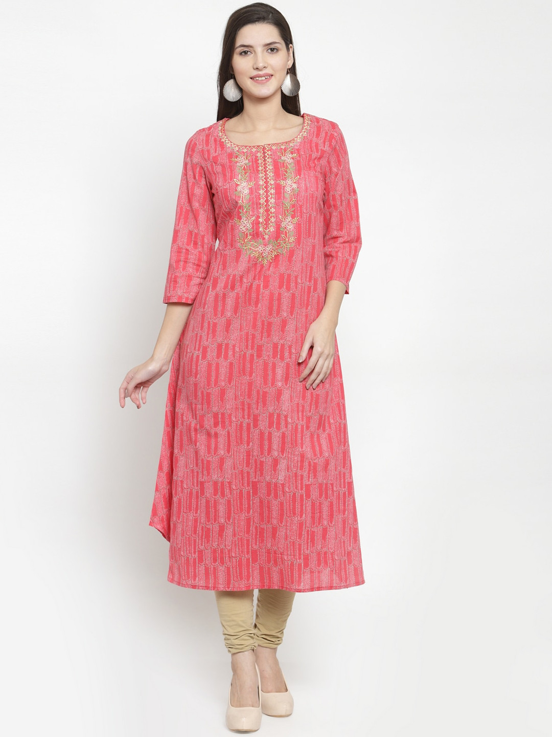 

The Kurta Express Women Pink Printed A-Line Kurta