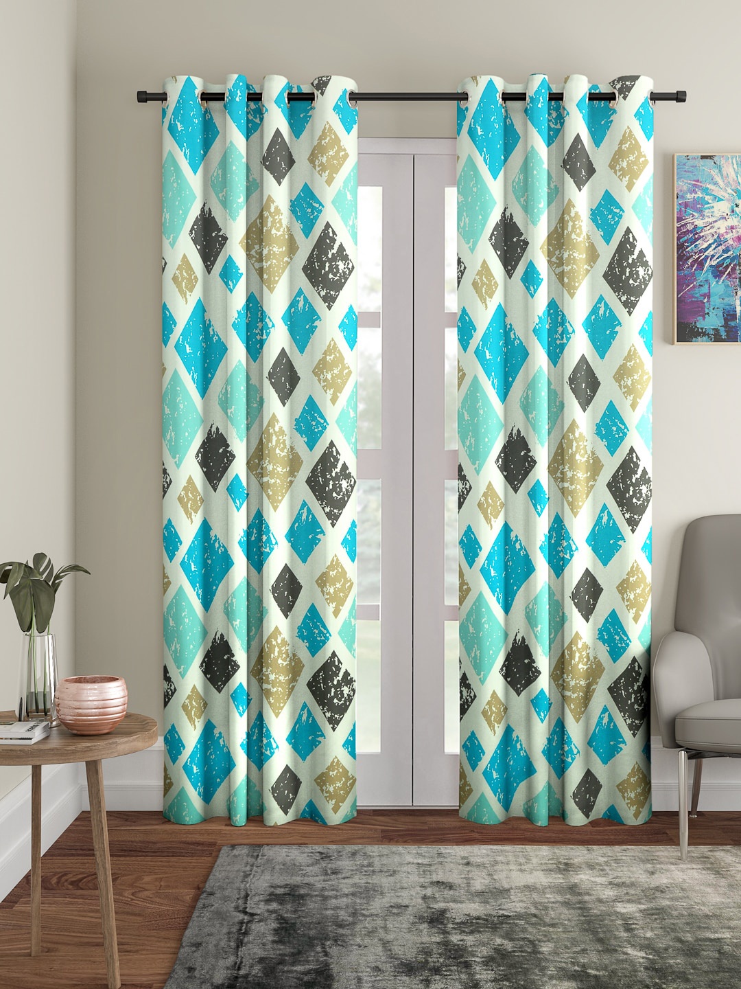 

Cortina Blue & White Set of 2 Digital Printed Door Curtains