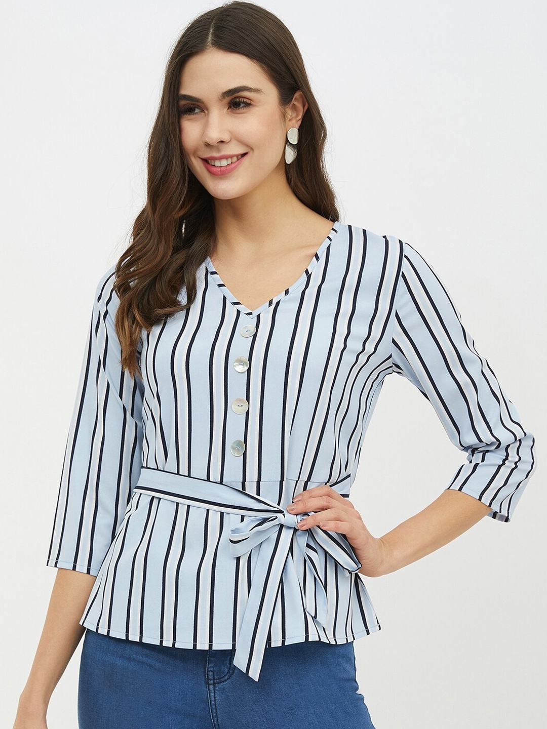 

Harpa Women Blue Striped Top