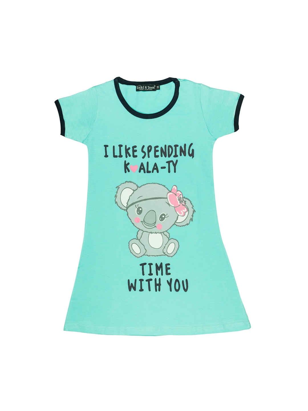 

Todd N Teen Girls Blue & Black Printed Cotton Sleep T-Shirt