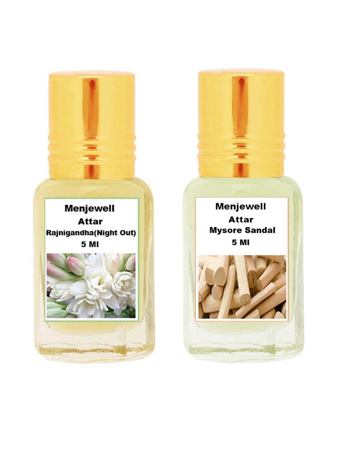 

Set of 2 Rajnigandha and Mysore Sandal Attar - 5ml each, Yellow