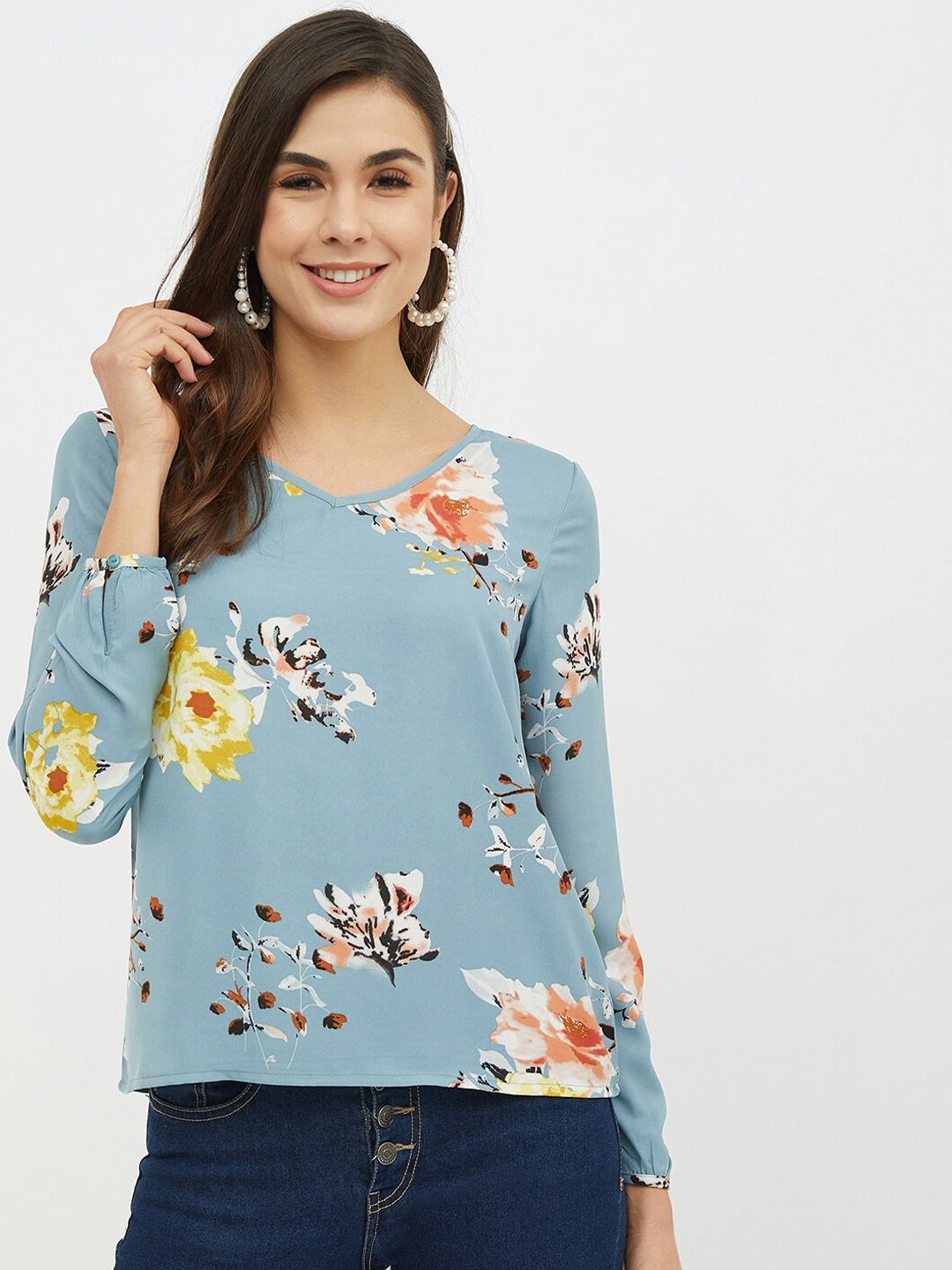 Harpa Women Blue Printed Top