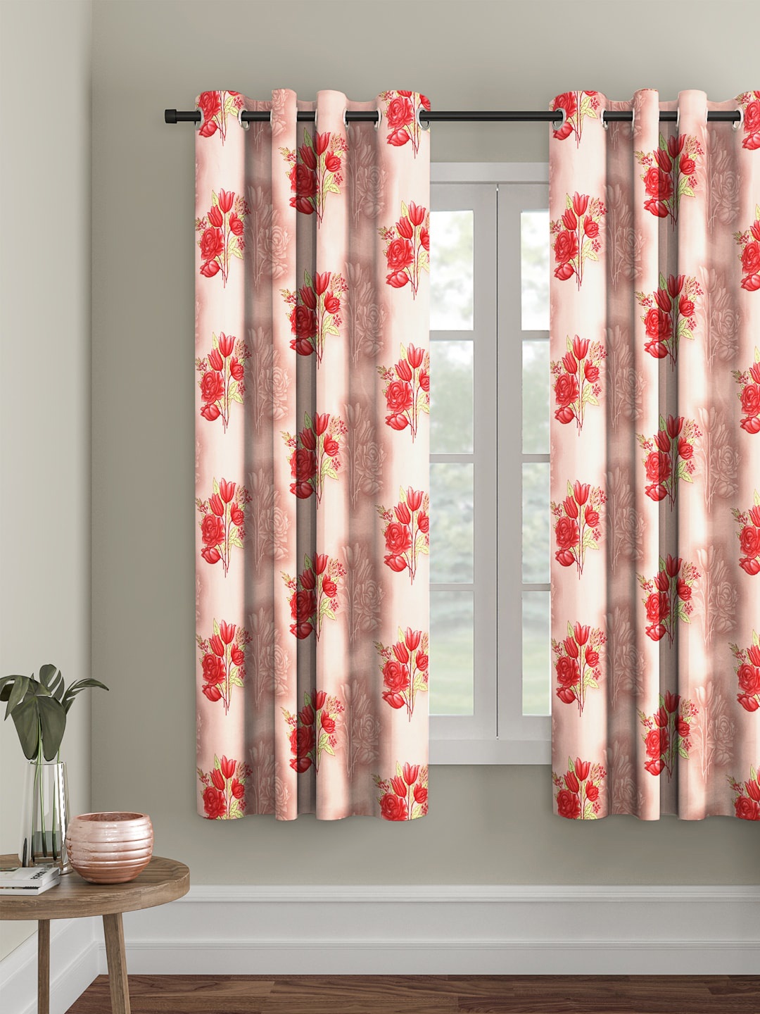 

Cortina Floral Printed Single Window Curtain, Pink