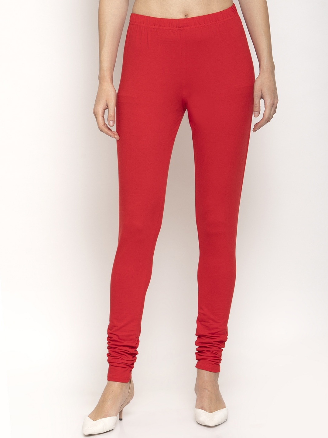 

Purple State Women Red Solid Churidhar Leggings