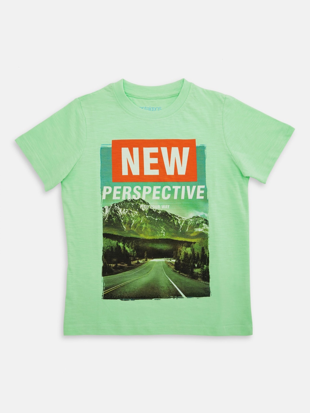 

Pantaloons Junior Boys Green Printed Round Neck T-shirt