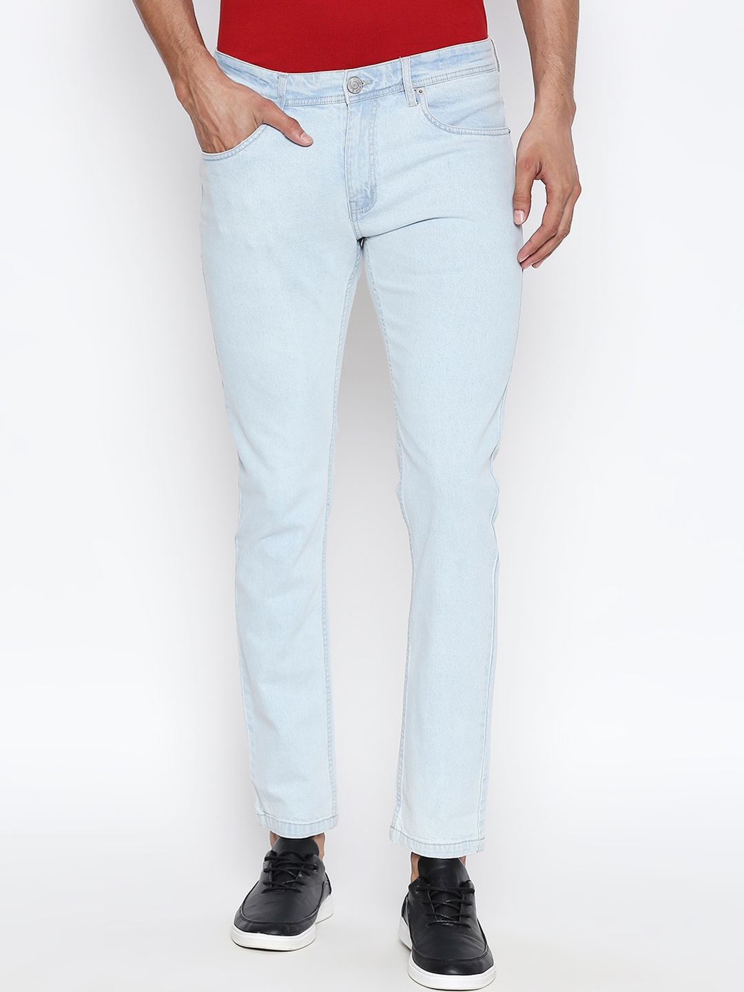 

People Men Blue Slim Fit Mid-Rise Clean Look Stretchable Jeans