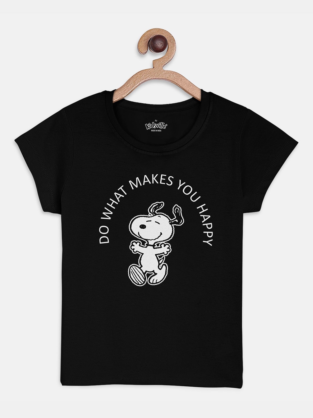 

Kids Ville Snoopy Printed Black tshirt for Girls