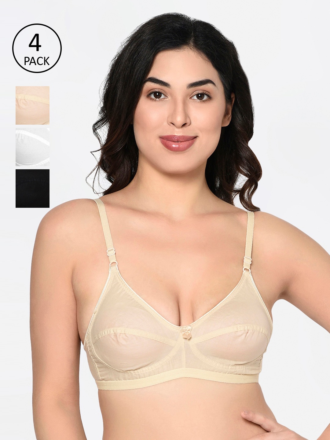 

Bodycare Pack Of 4 Solid Non-Wired Non Padded Everyday Bras 1552SBWS, White