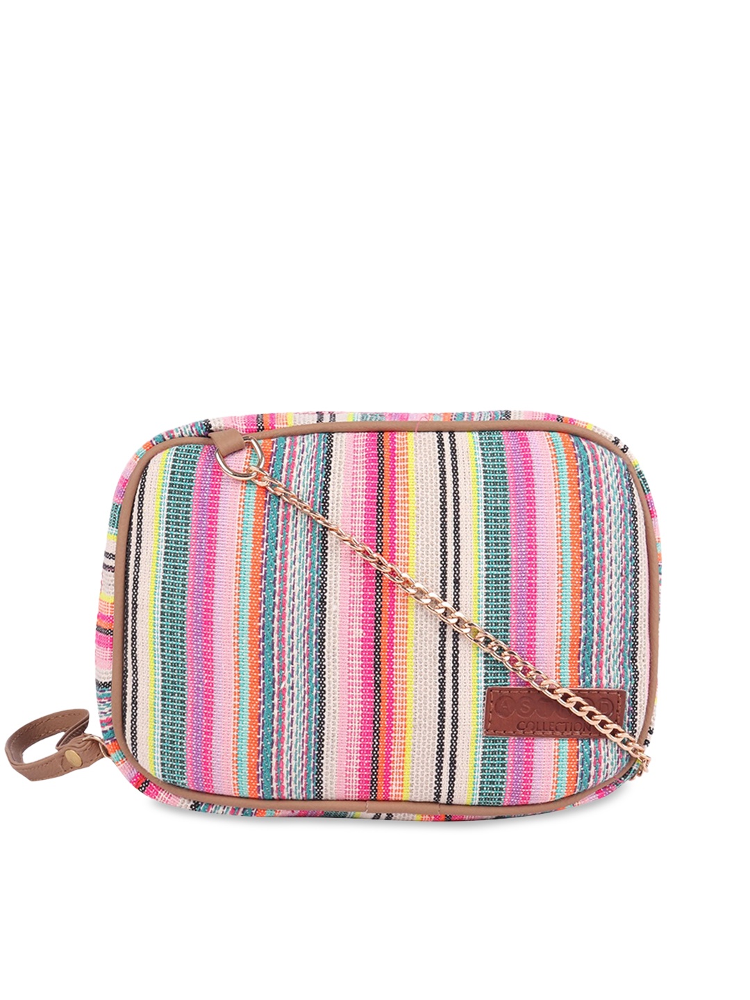 ASTRID Green & Pink Striped Sling Bag