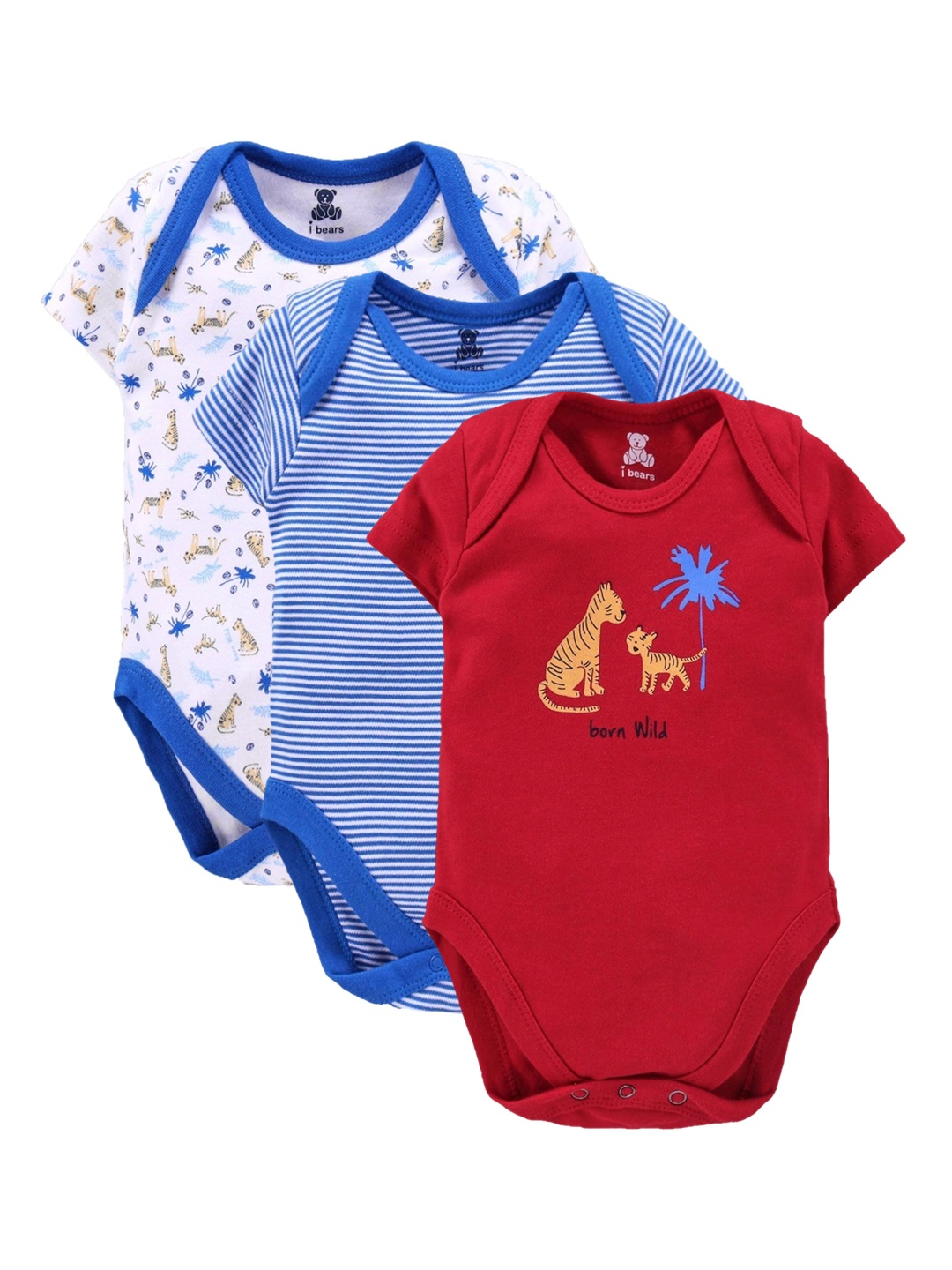 

i bears Infant Kids Pack Of 3 Bodysuits, Blue