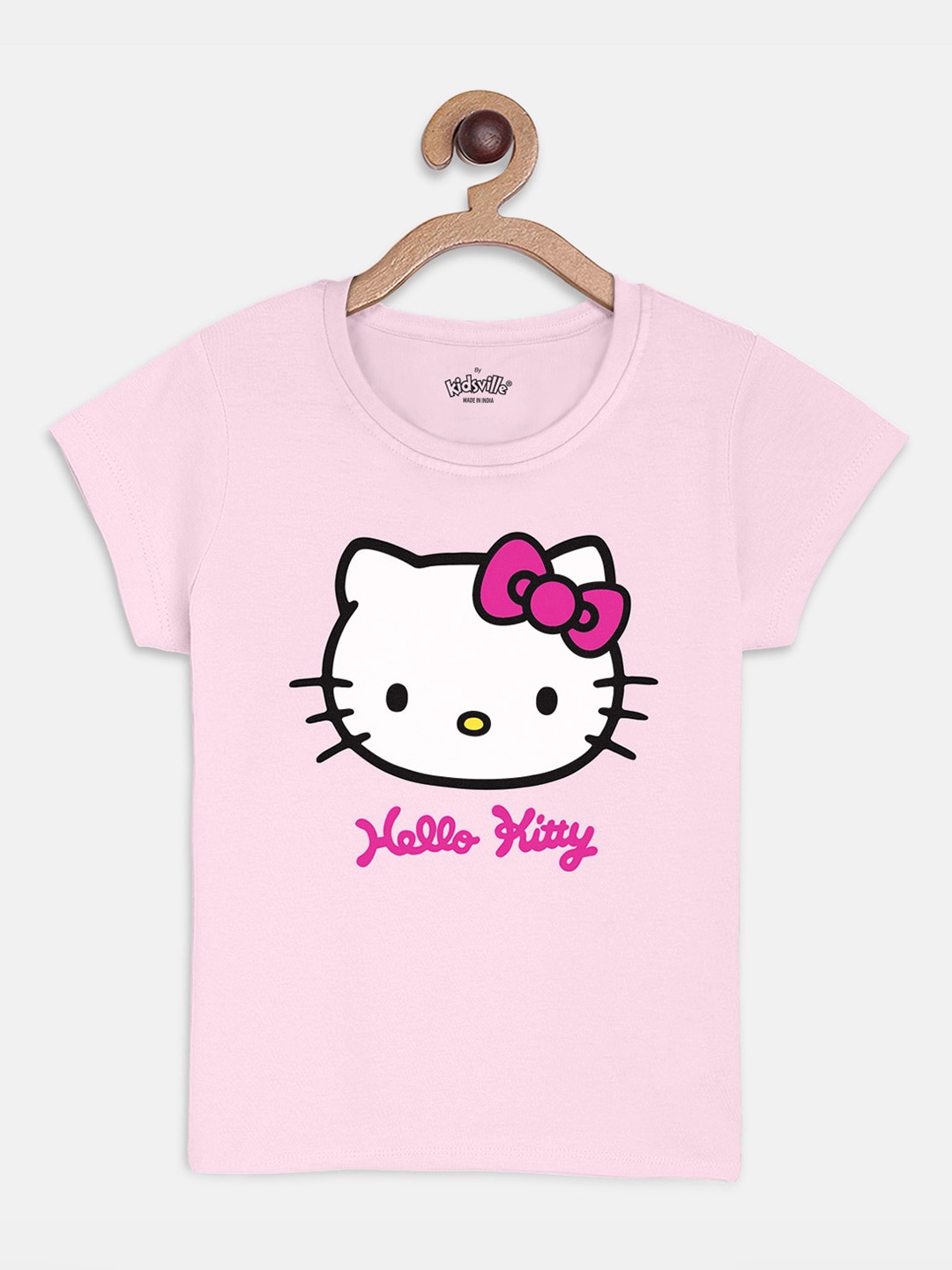 

Kids Ville Hello Kitty Printed Pink Tshirt for Girls