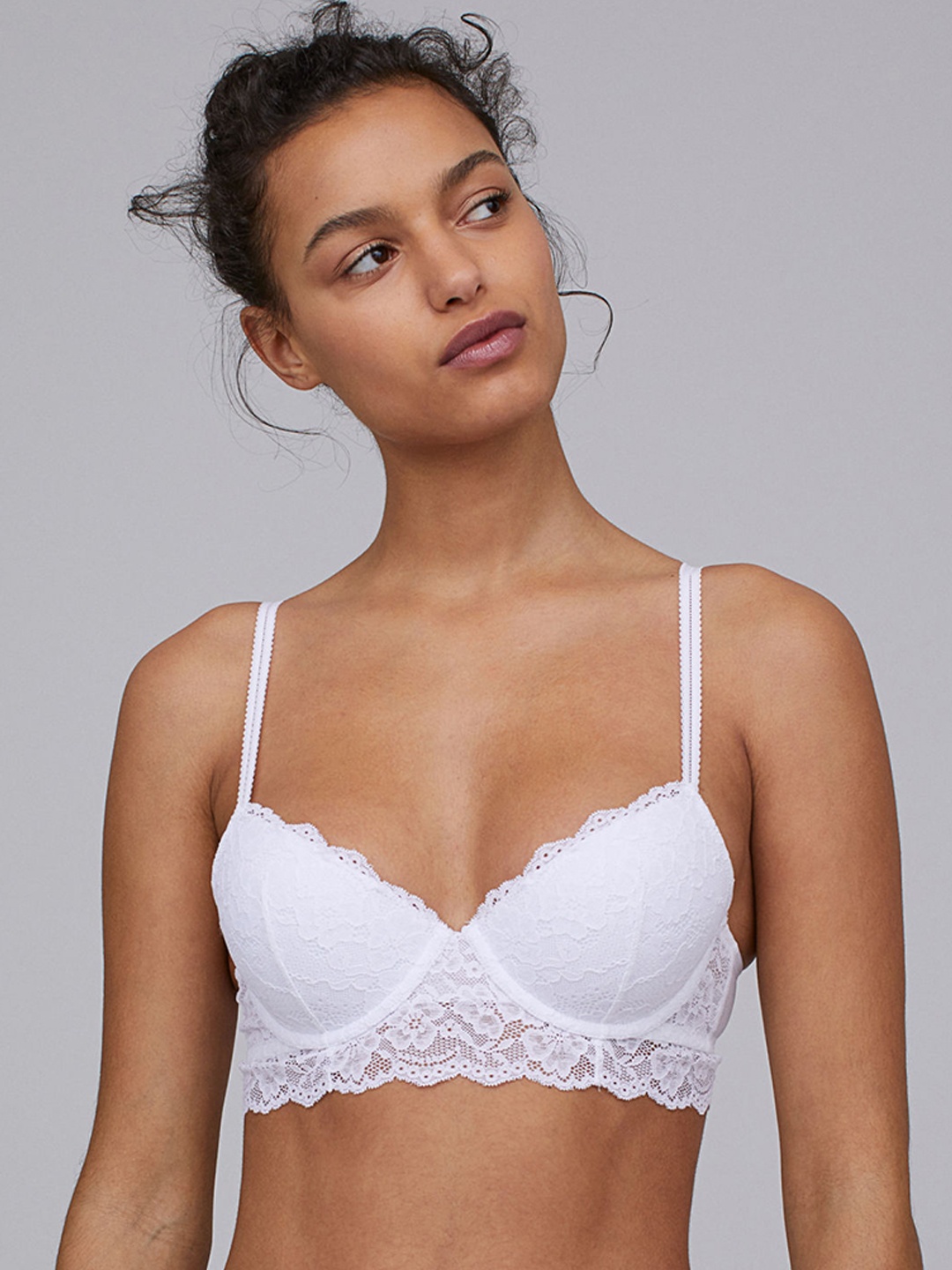 

H&M Women White Padded Underwired Lace Sustainable Bra 0939886002