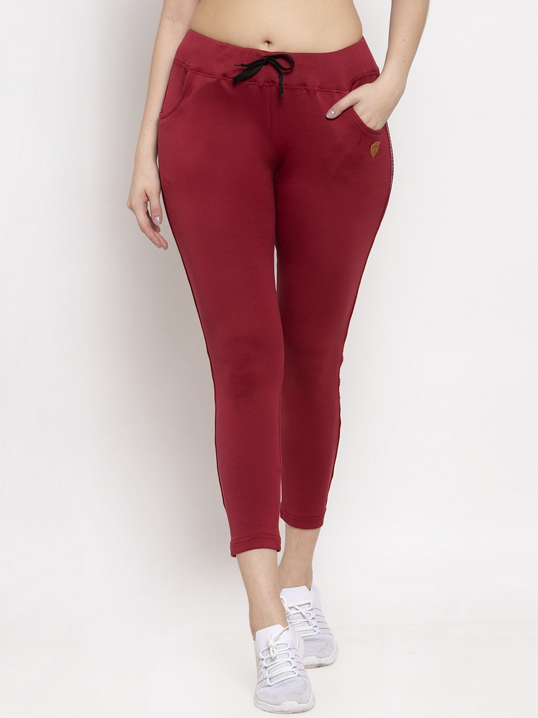 

Miaz Lifestyle Women Maroon Solid Cotton Skinny-Fit Track Pants
