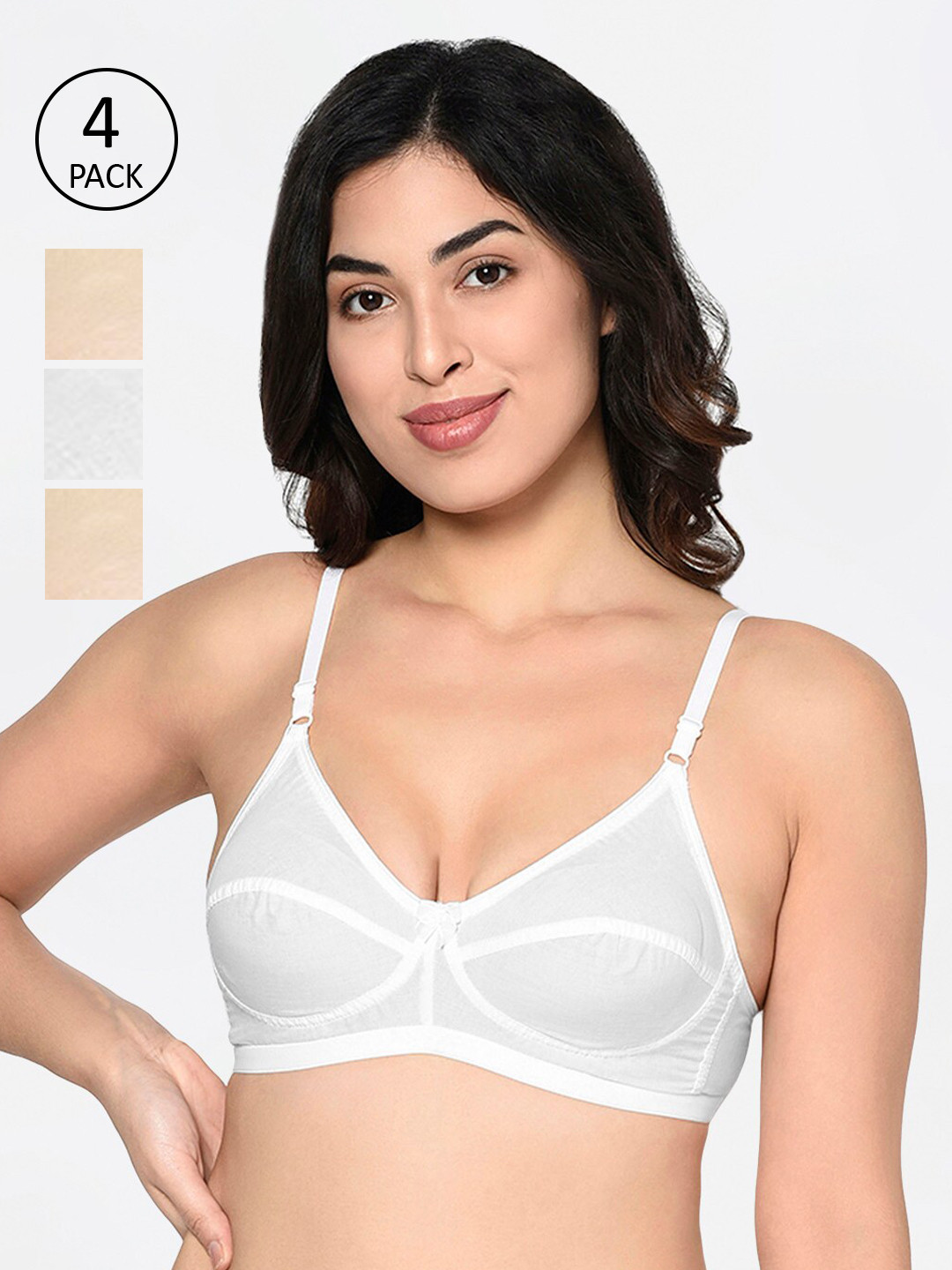 

Bodycare Pack Of 4 Solid Non-Wired Non Padded Everyday Bras 1552SSWW-4PCS, White