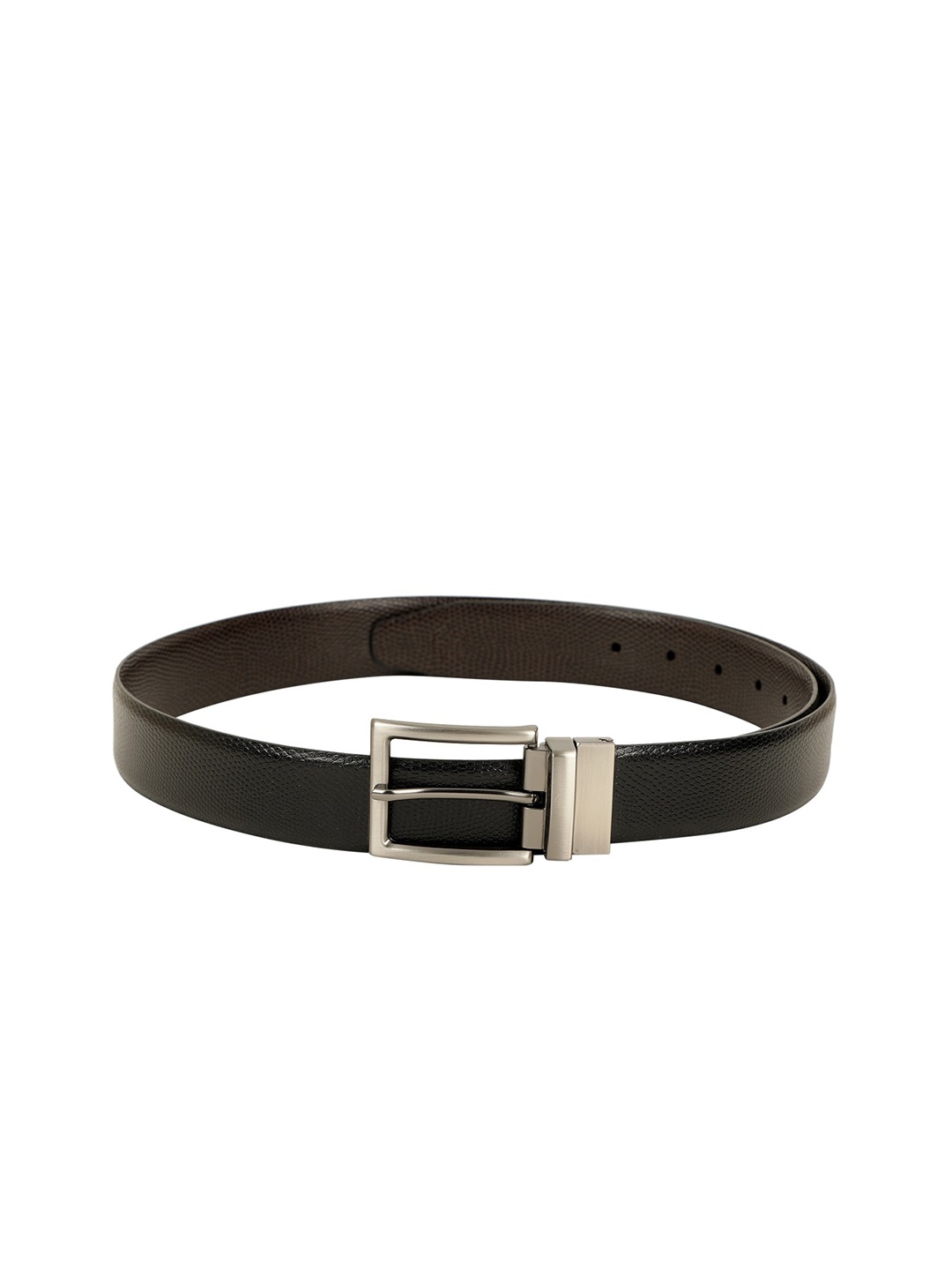 

ZEVORA Men Black & Brown Reversible Textured Belt