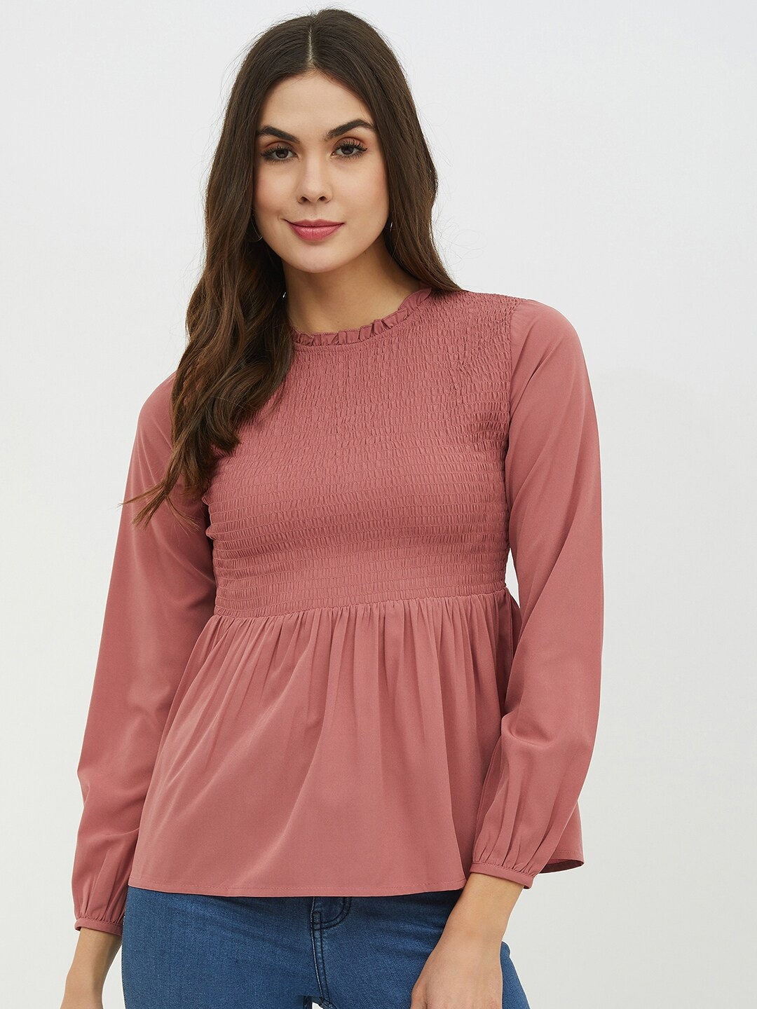 

Harpa Women Pink Solid Peplum Top