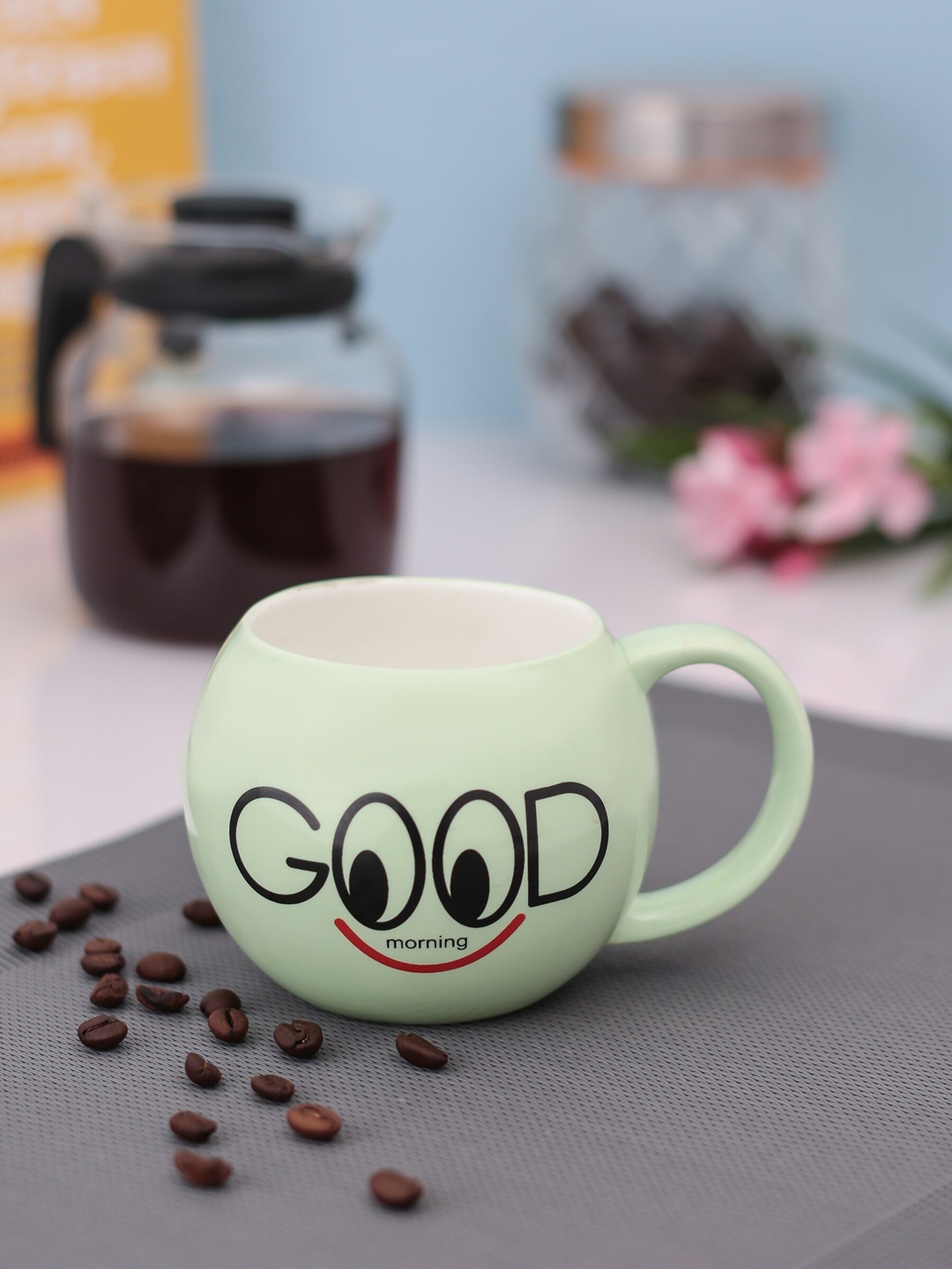 

JCPL Green & Black Set Of 2 Printed Ceramic Mugs
