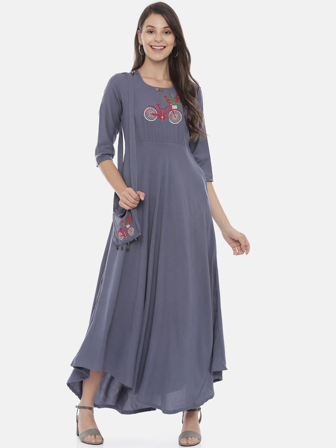 

Neerus Women Blue Embroidered Anarkali Kurta