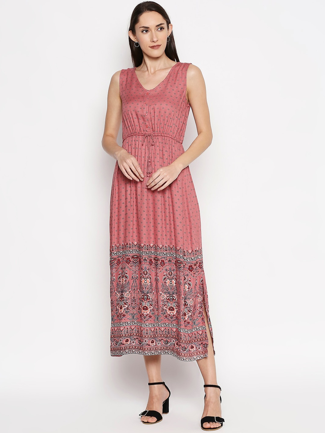

People Women Pink Printed Maxi Dress