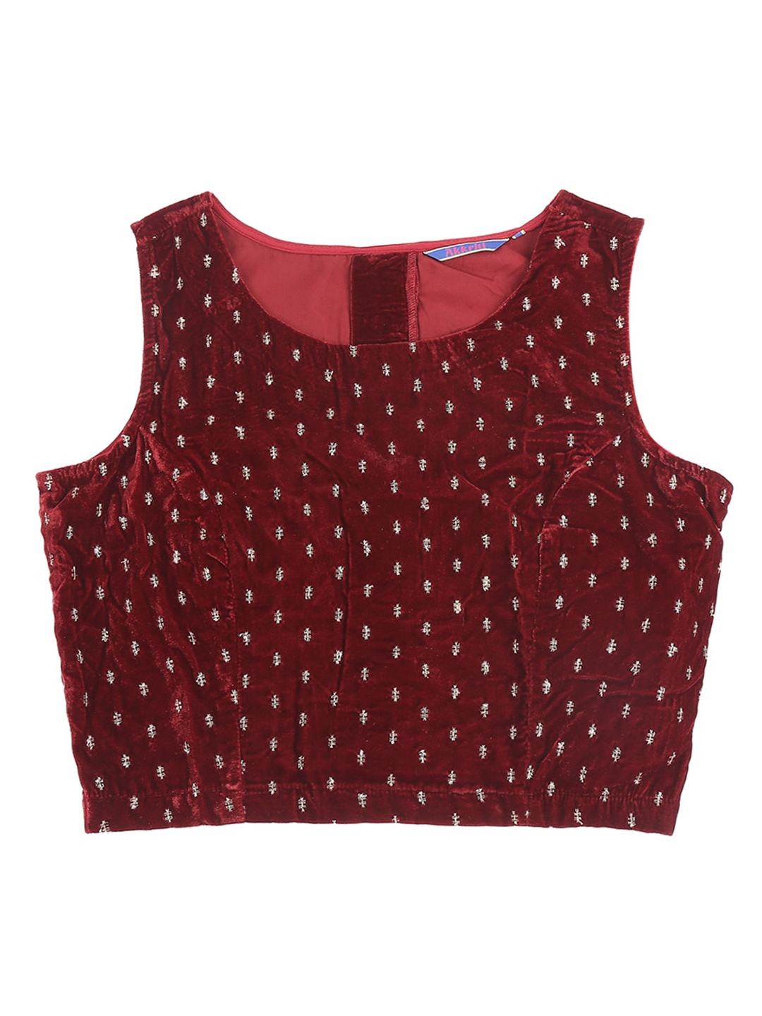 AKKRITI BY PANTALOONS Women Maroon & Gold-Coloured Embroidered Non-Padded Readymade Saree Blouse
