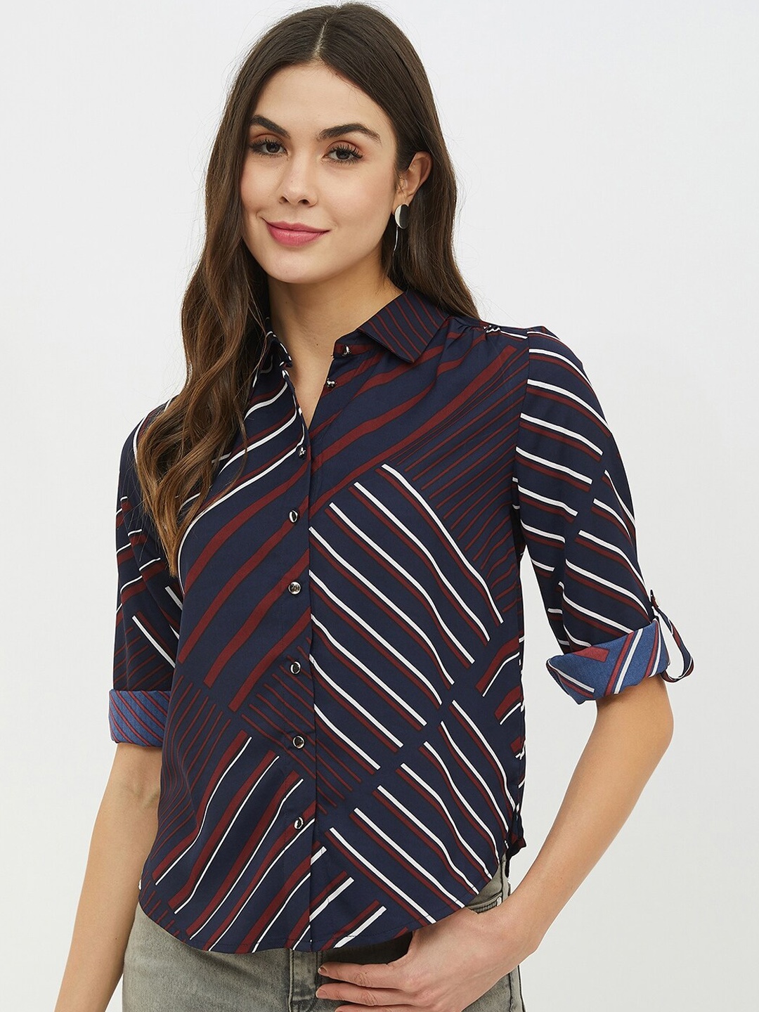 

Harpa Women Navy Blue Printed Top