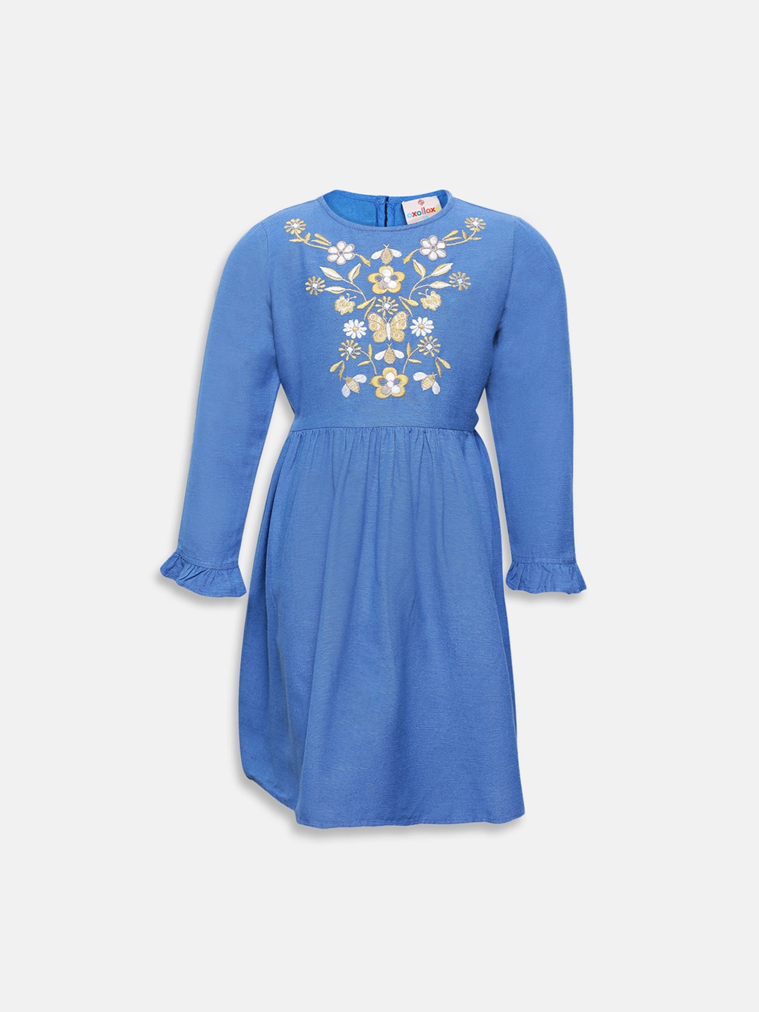 

Oxolloxo Girls Blue Solid Fit and Flare Dress