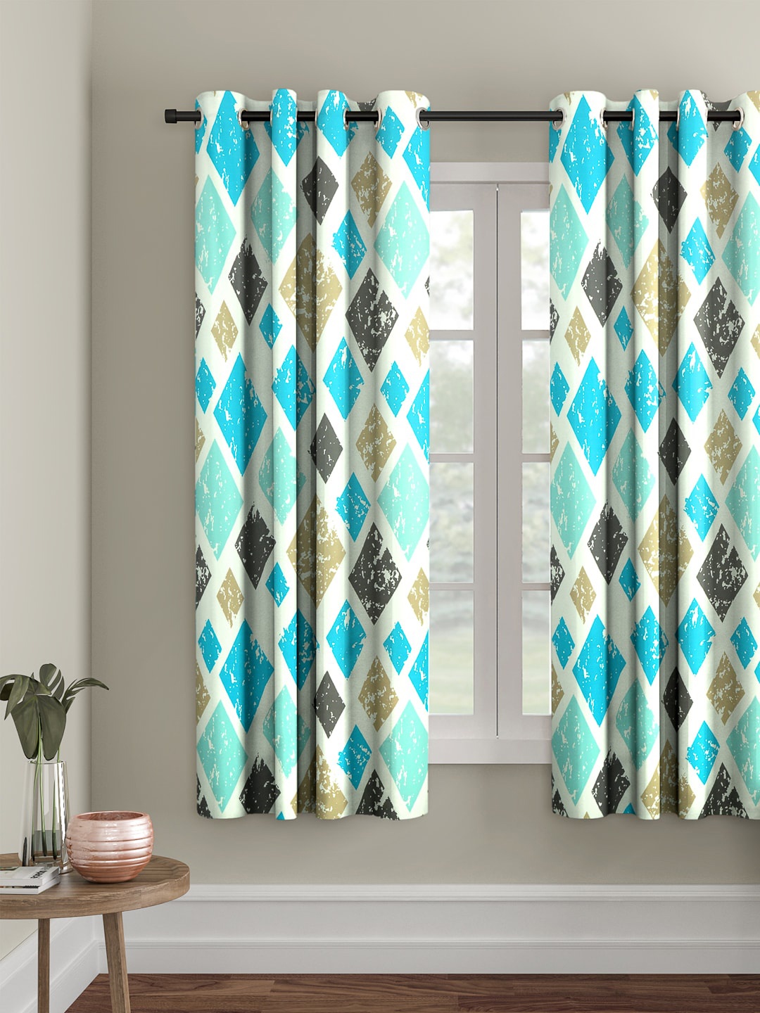 

Cortina Blue & Grey Single Regular Window Curtain