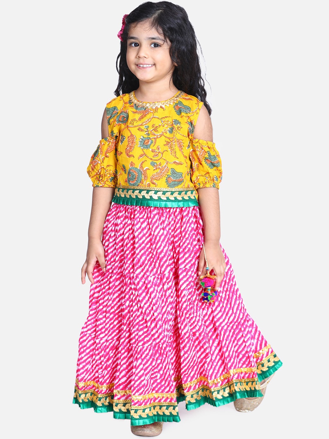 

BownBee Yellow & Pink Ready to Wear Lehenga with Blouse