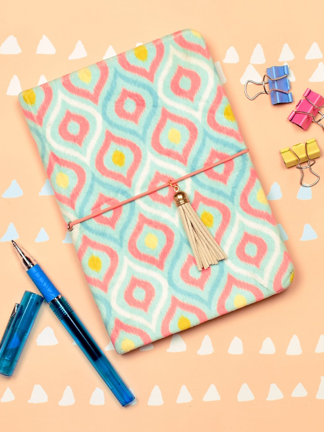 

Doodle Blue & Peach-Colored Printed Royally Ethnic Designer Notebook