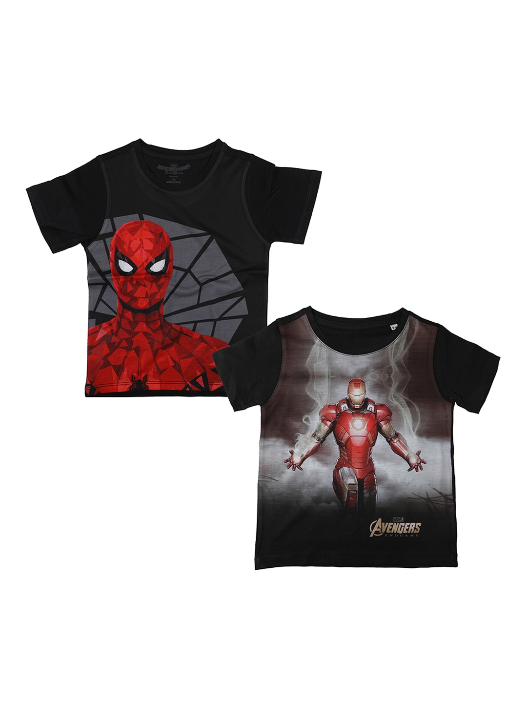 Marvel by Wear Your Mind Boys Black Spiderman Printed Round Neck T-shirt