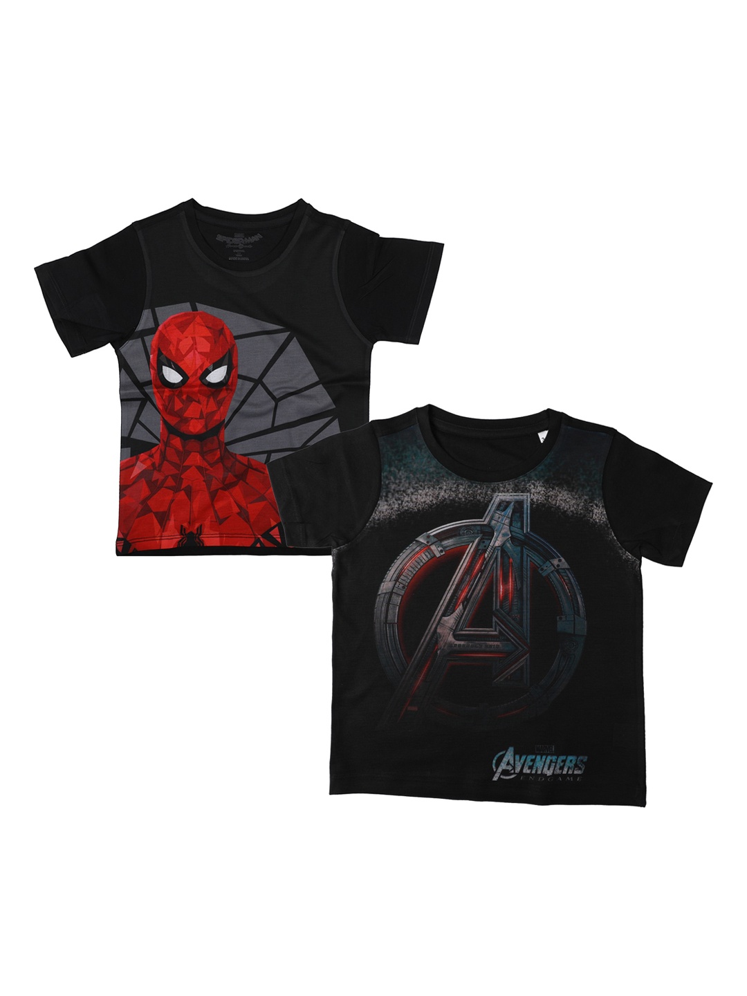 

Marvel by Wear Your Mind Boys Black Pack of 2 Spiderman Printed Round Neck Cotton T-shirt