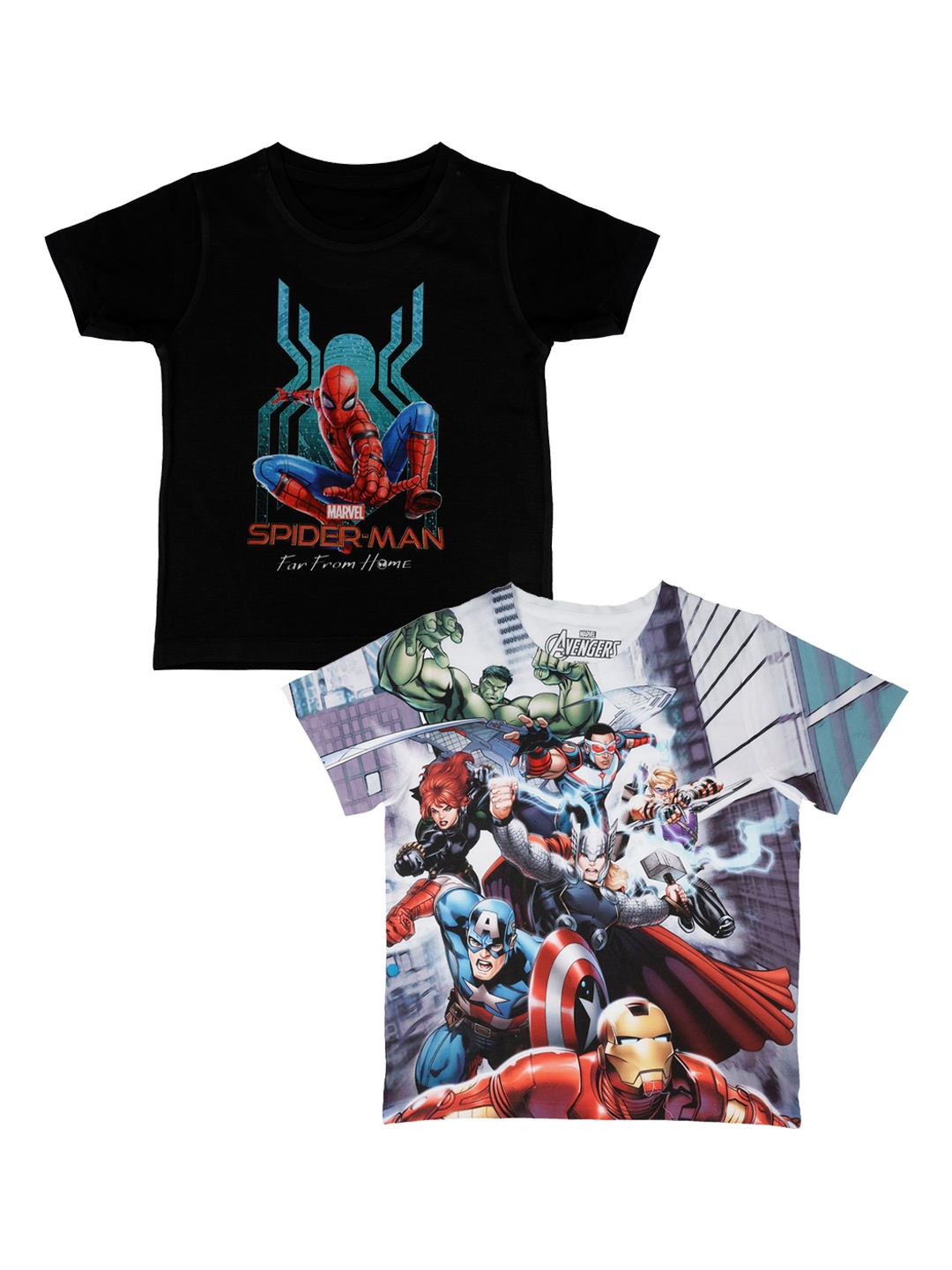 Marvel by Wear Your Mind Boys White Printed Round Neck T-shirt