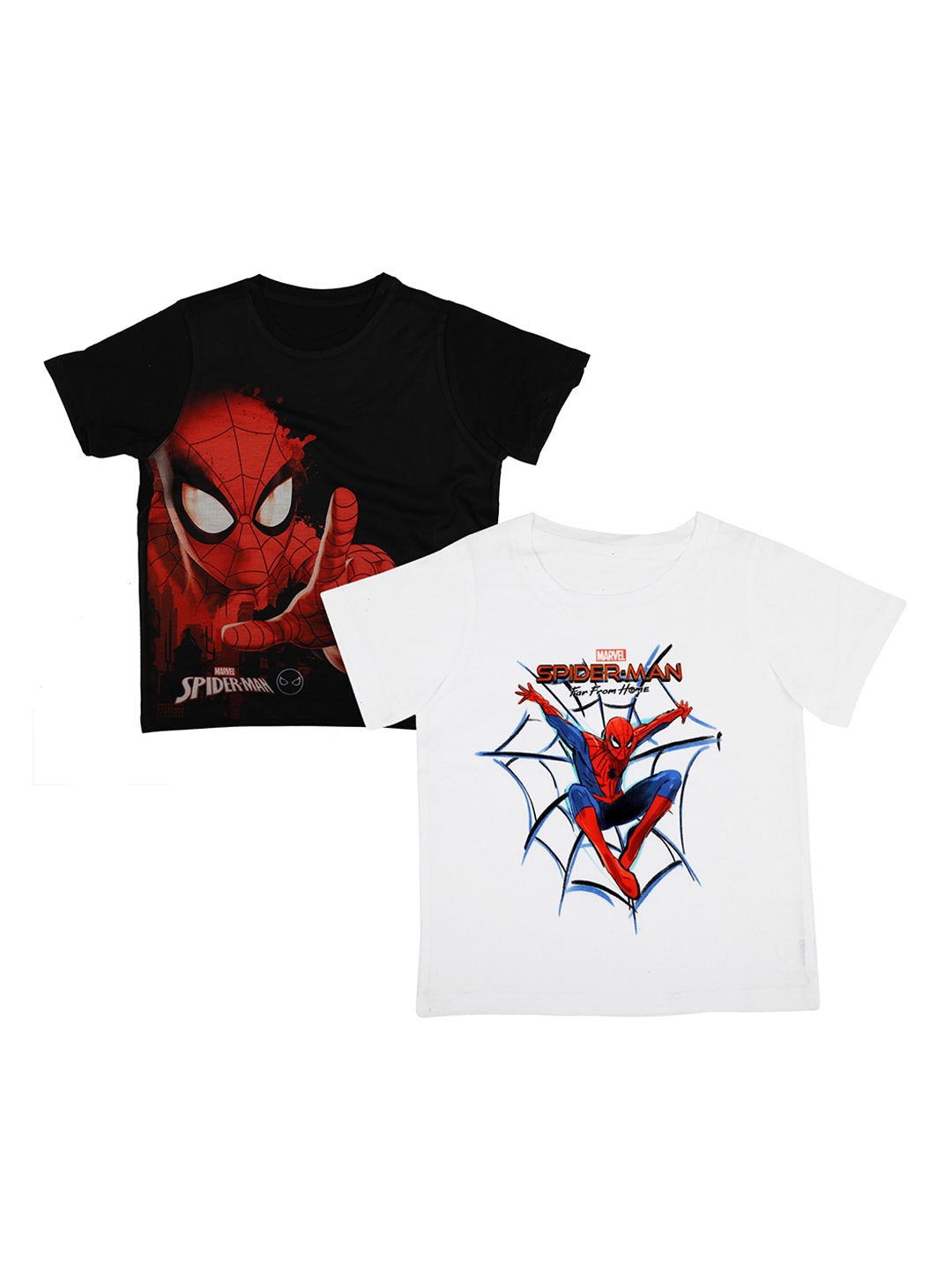

Marvel by Wear Your Mind Boys Black Pack of 2 Spiderman Printed Round Neck T-shirt