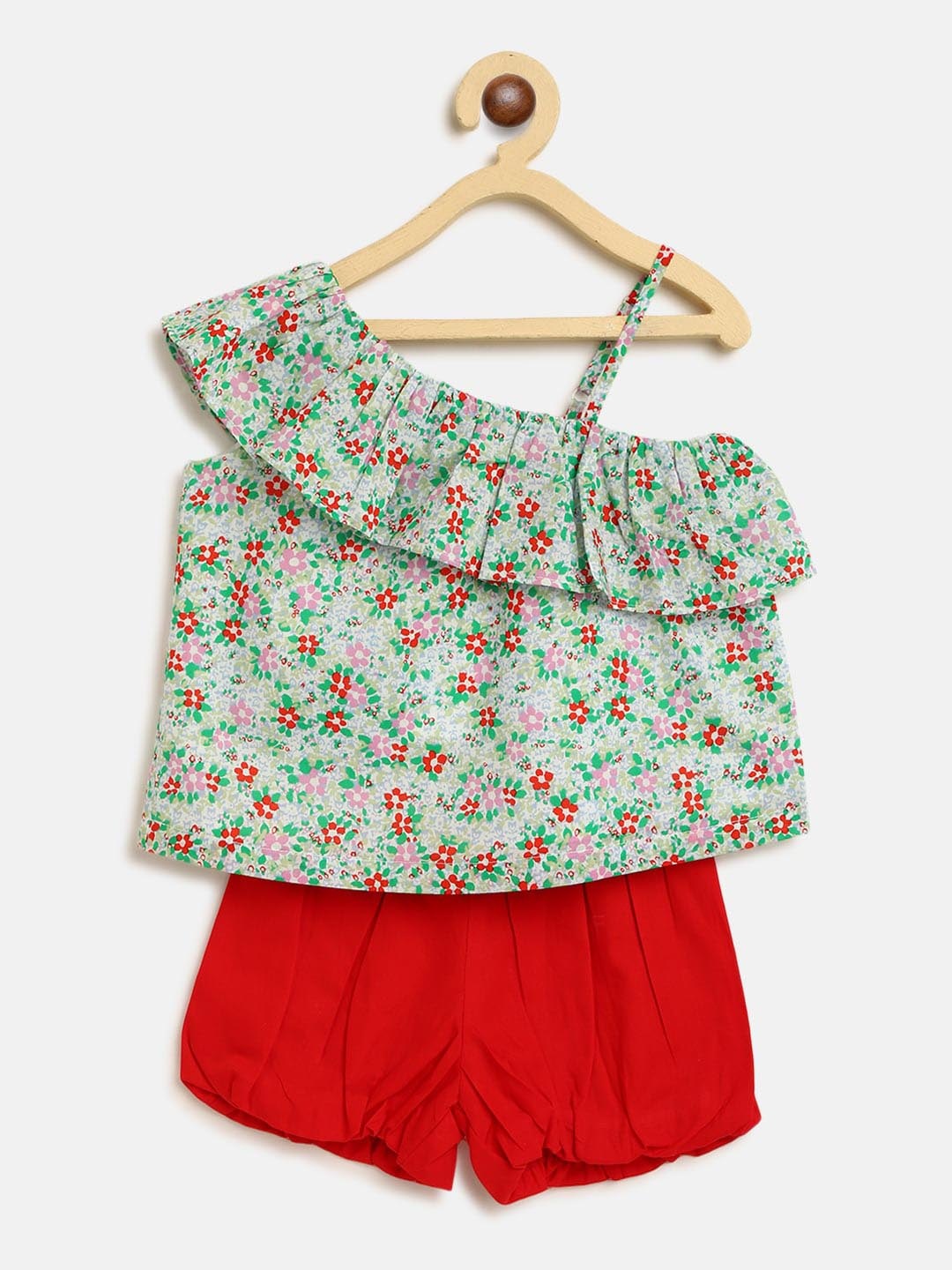 

Nauti Nati Girls Green & Red Printed Top with Shorts