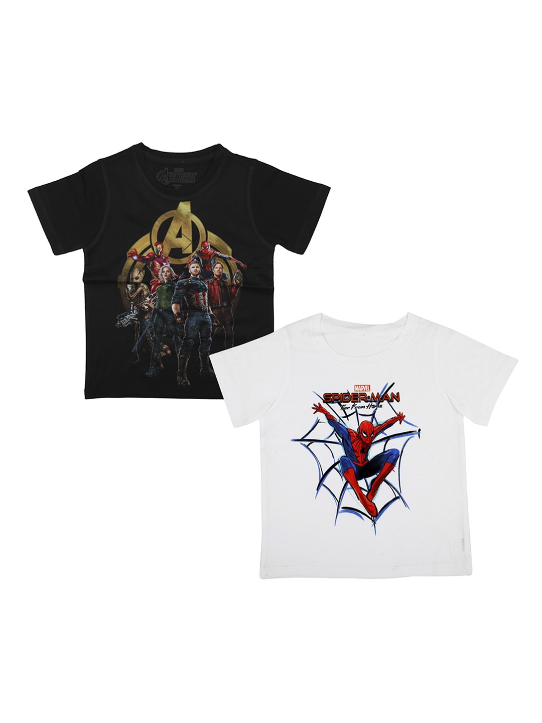 

Marvel by Wear Your Mind Boys Pack Of 2 Printed Round Neck T-shirt, Black