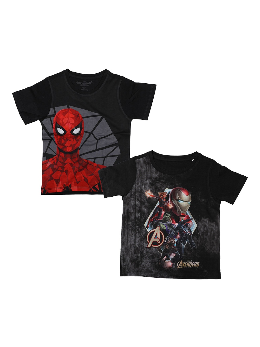 

Marvel by Wear Your Mind Boys Black Spiderman Printed Round Neck T-shirt