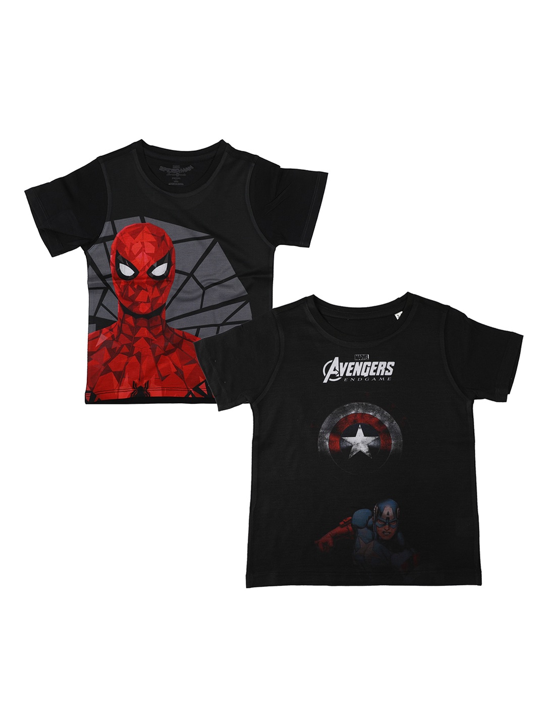 

Marvel by Wear Your Mind Boys Black Spiderman Printed Round Neck Cotton T-shirt Pack of 2