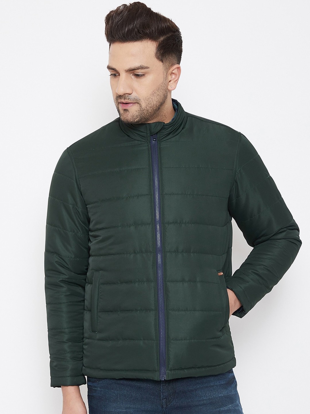 

Canary London Men Green Solid Padded Jacket