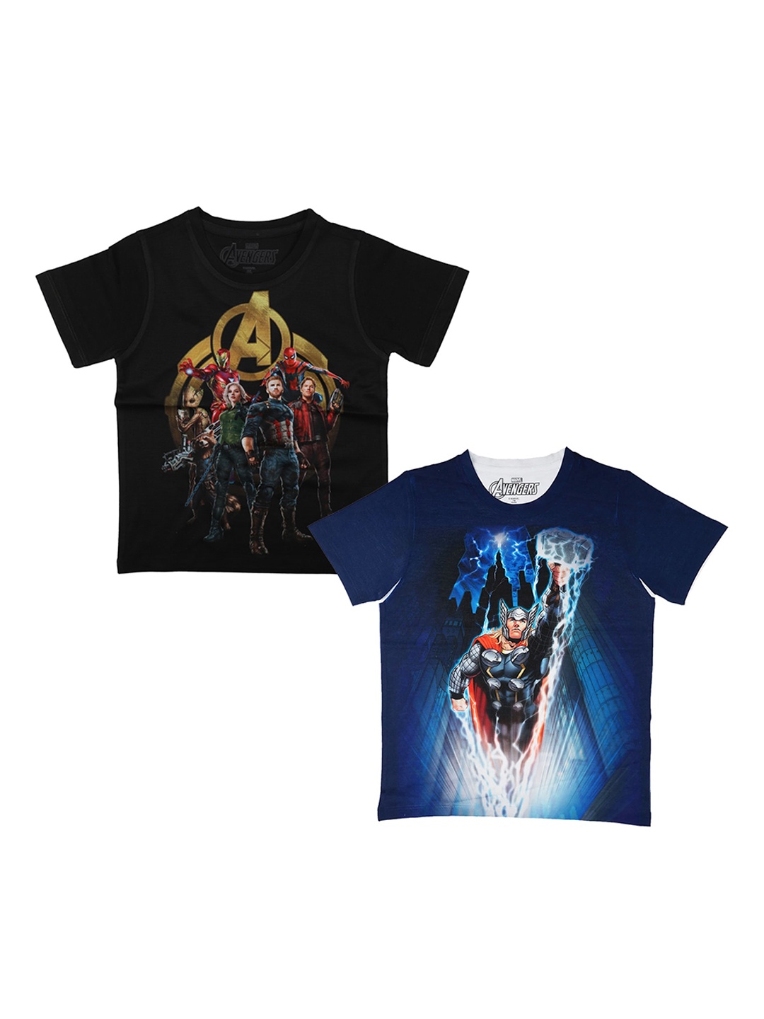 Marvel by Wear Your Mind Boys Black Printed Round Neck T-shirt