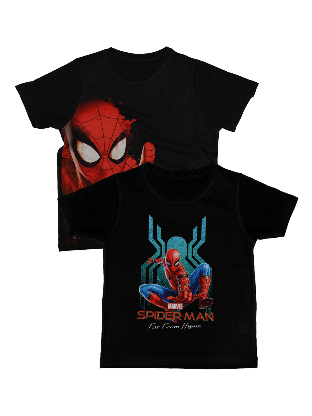 

Marvel by Wear Your Mind Boys Black Spiderman Printed Round Neck T-shirt