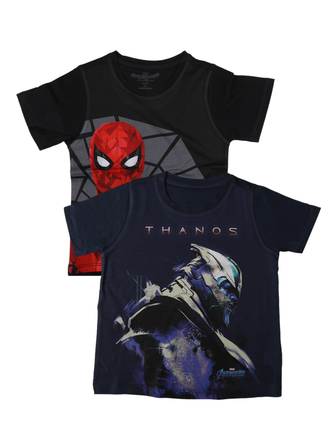 Marvel by Wear Your Mind Boys Black Spiderman Printed Round Neck T-shirt