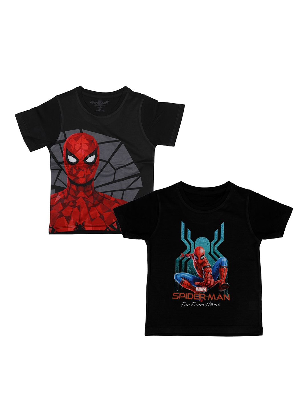 

Marvel by Wear Your Mind Boys Black Spiderman Printed Round Neck T-shirt
