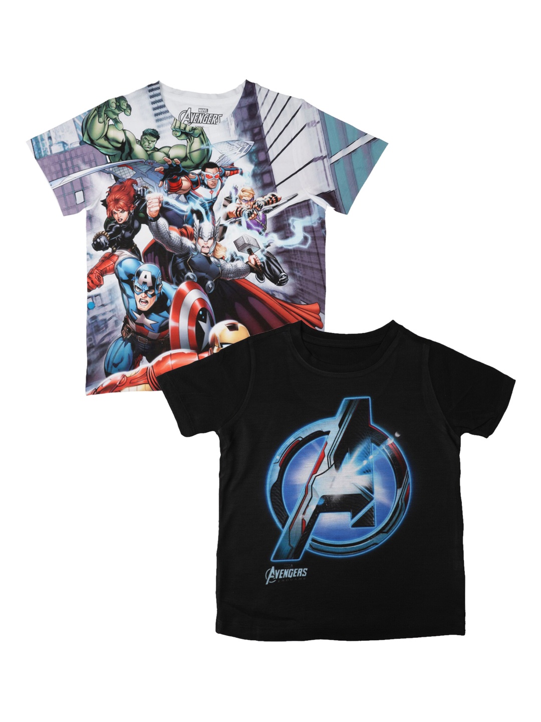 

Marvel by Wear Your Mind Boys Pack Of 2 Printed Round Neck T-shirt, White