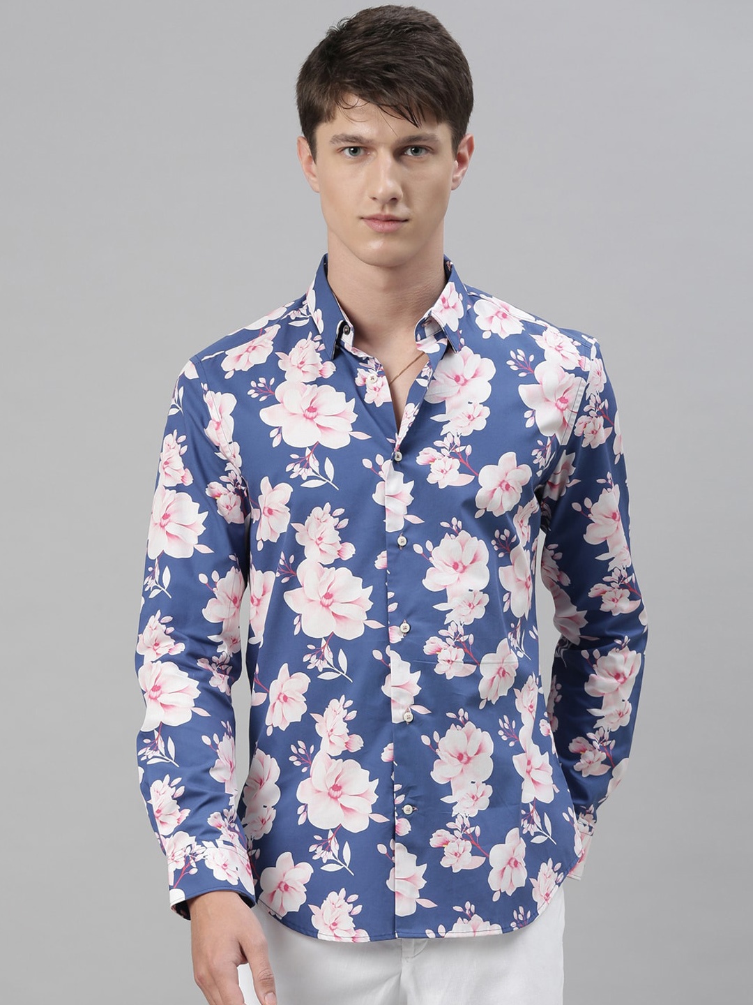 

RARE RABBIT Men Rosey Regular Fit Floral Printed Shirt, Blue