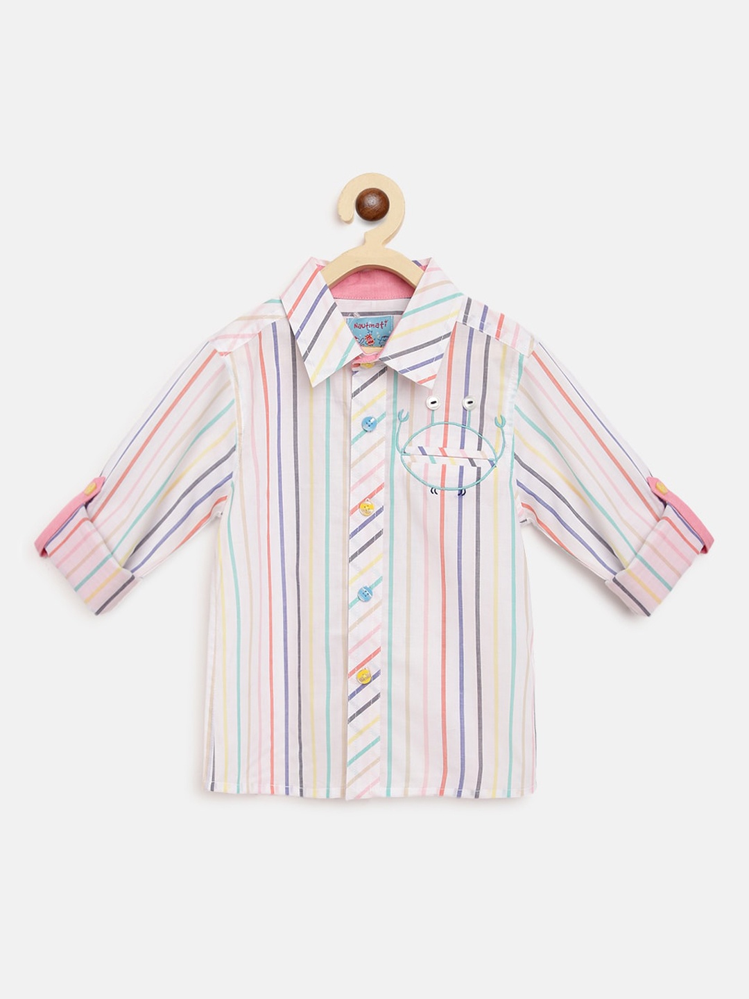 

Nauti Nati Boys Multicoloured Striped Regular Fit Casual Cotton Shirt, Multi