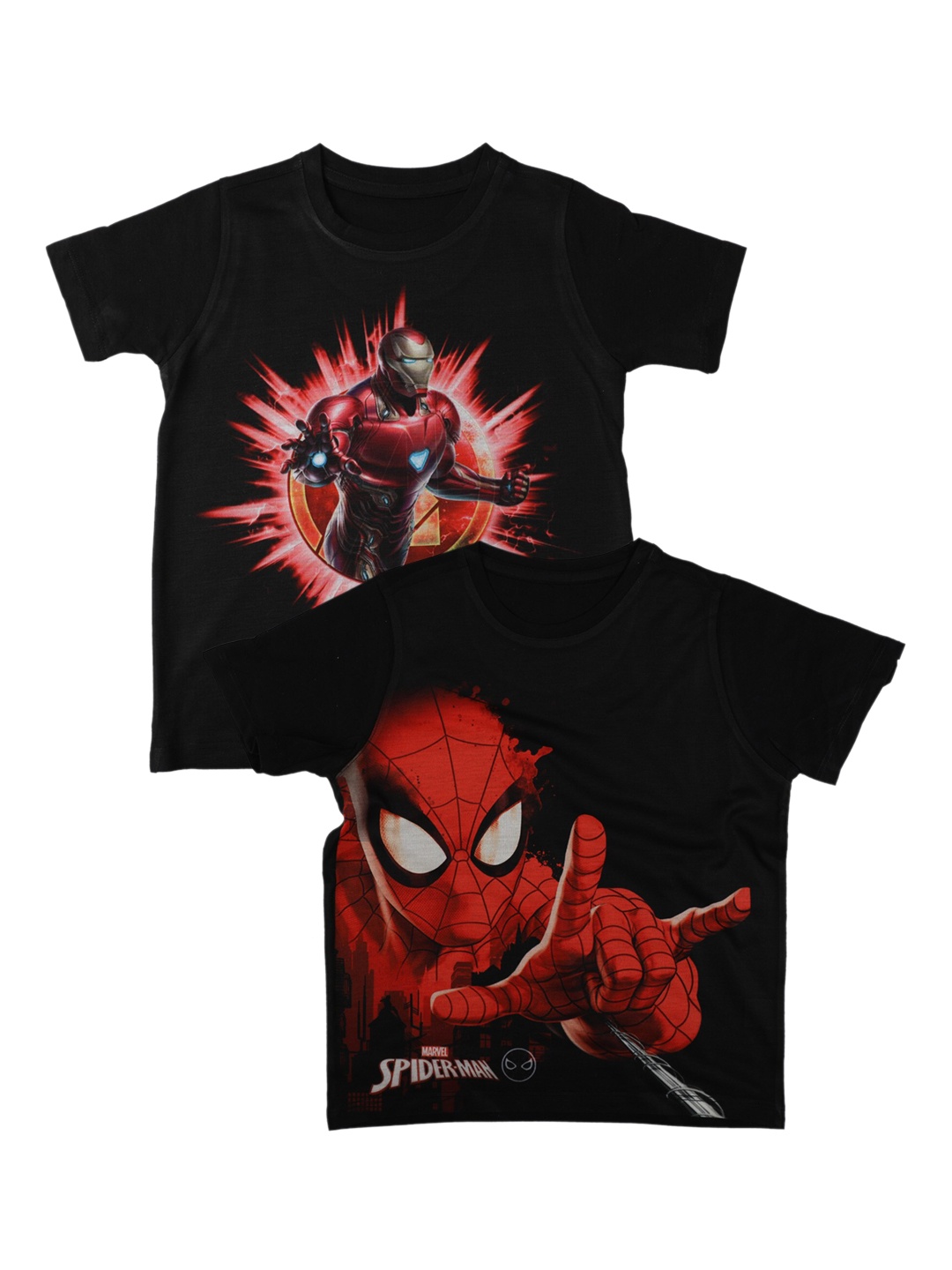

Marvel by Wear Your Mind Boys Black Spiderman Printed Round Neck T-shirt