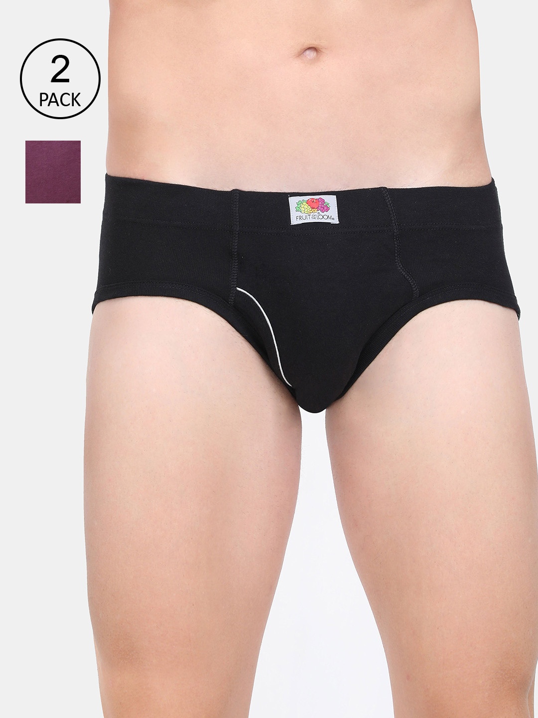 

Fruit of the loom Men Pack Of 2 Solid Basic Briefs MBR04-2P-A1S3, Black